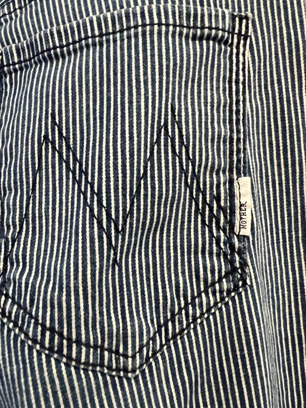 MOTHER Tie Me--Up Rascal Pinstripe Cropped Jeans - Picture 9 of 16